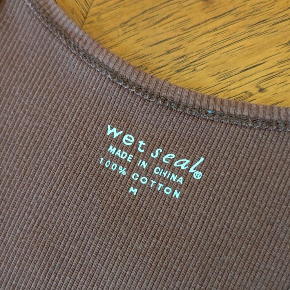 Y2K Wet Seal Brown Ribbed Cotton Tank Tip Size Juniors Medium - Picture 2 of 5